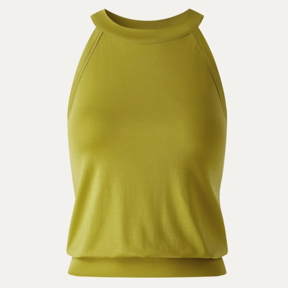 OGL Halter Neck Banded Hem Built-In Bra Tank Olive Spring Green Size XL NWT